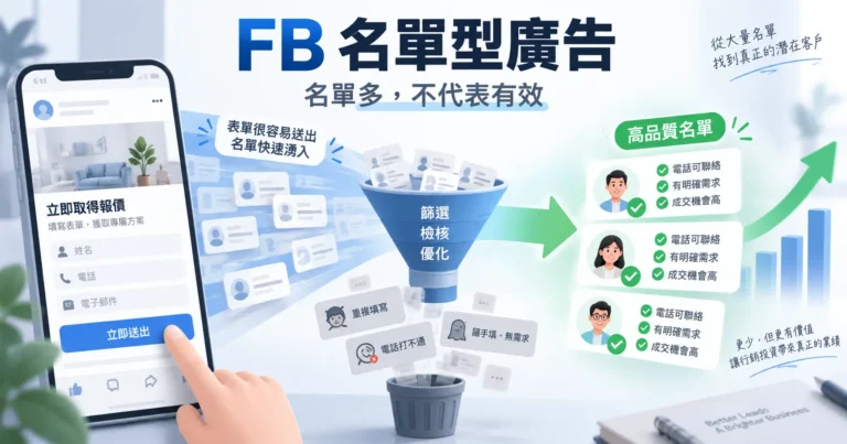 FB 名單型廣告設定：即時表單很便宜，但有效名單不一定